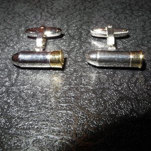 Gold and Silver color metal Bullet cufflinks